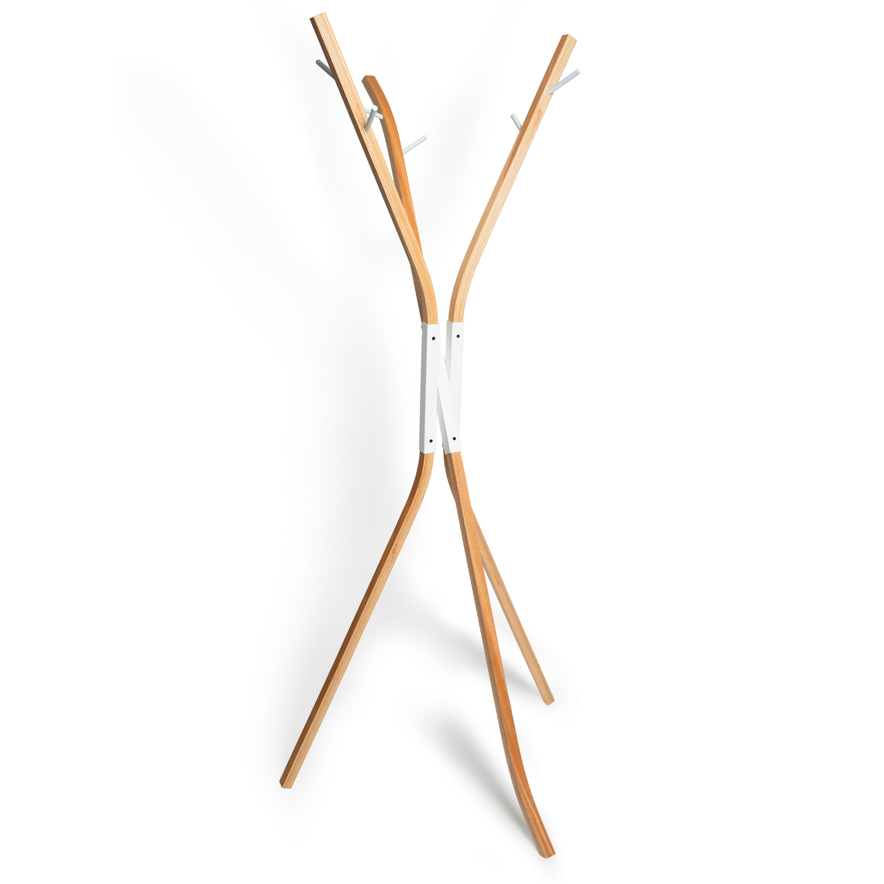 free standing coat rack from ashwood with white metal middle part 6 hangers