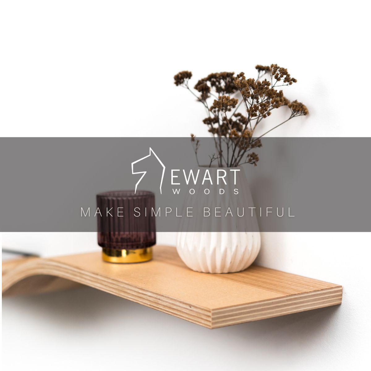 Close-up of simple floating shelf by EWART WOODS