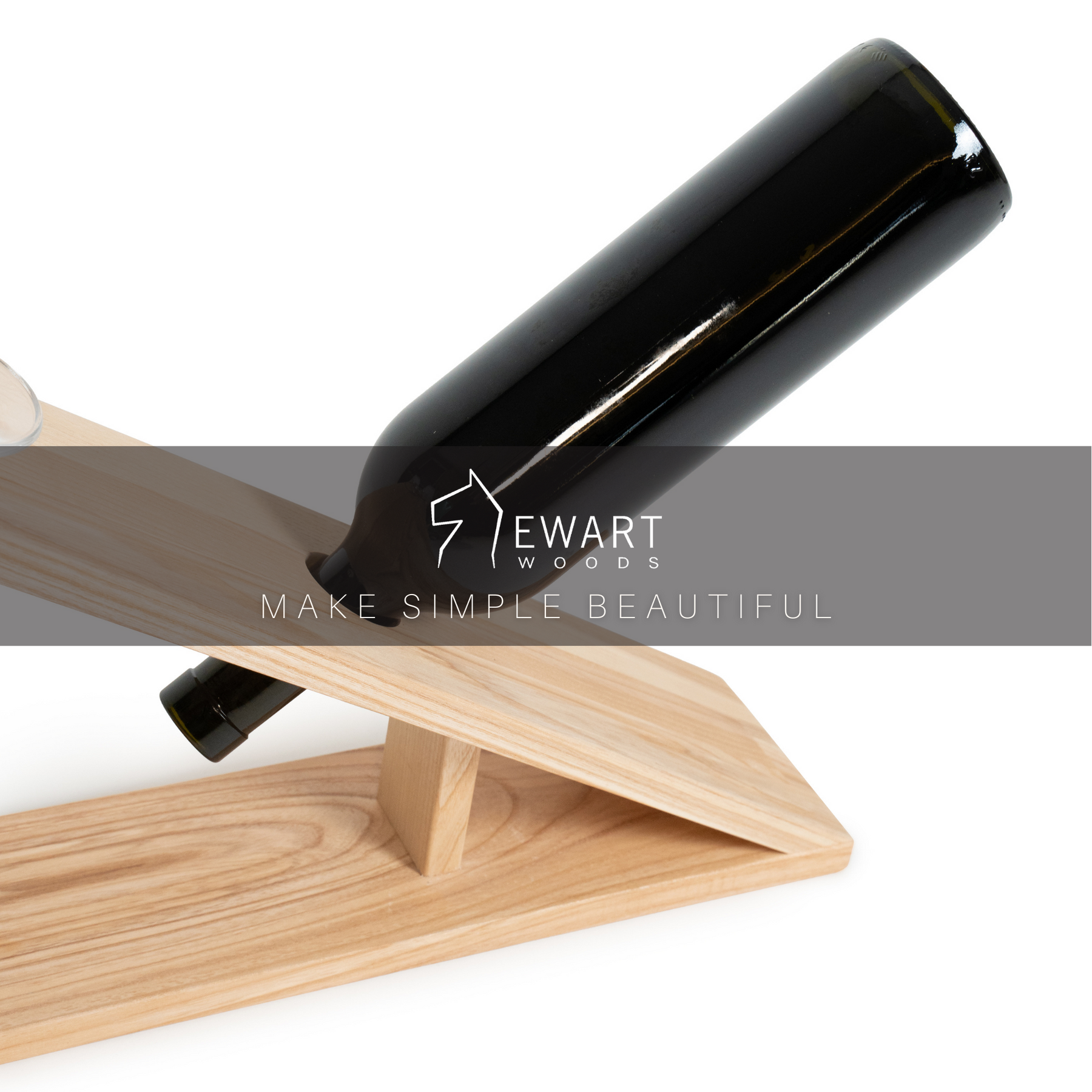 Small wooden wine and glass stand by EWART WOODS