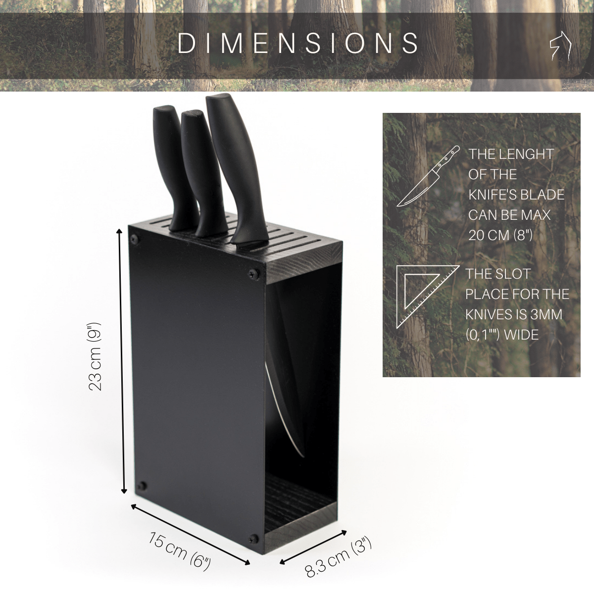 Colorful knife block with wooden top and base available in seven color options kitchen