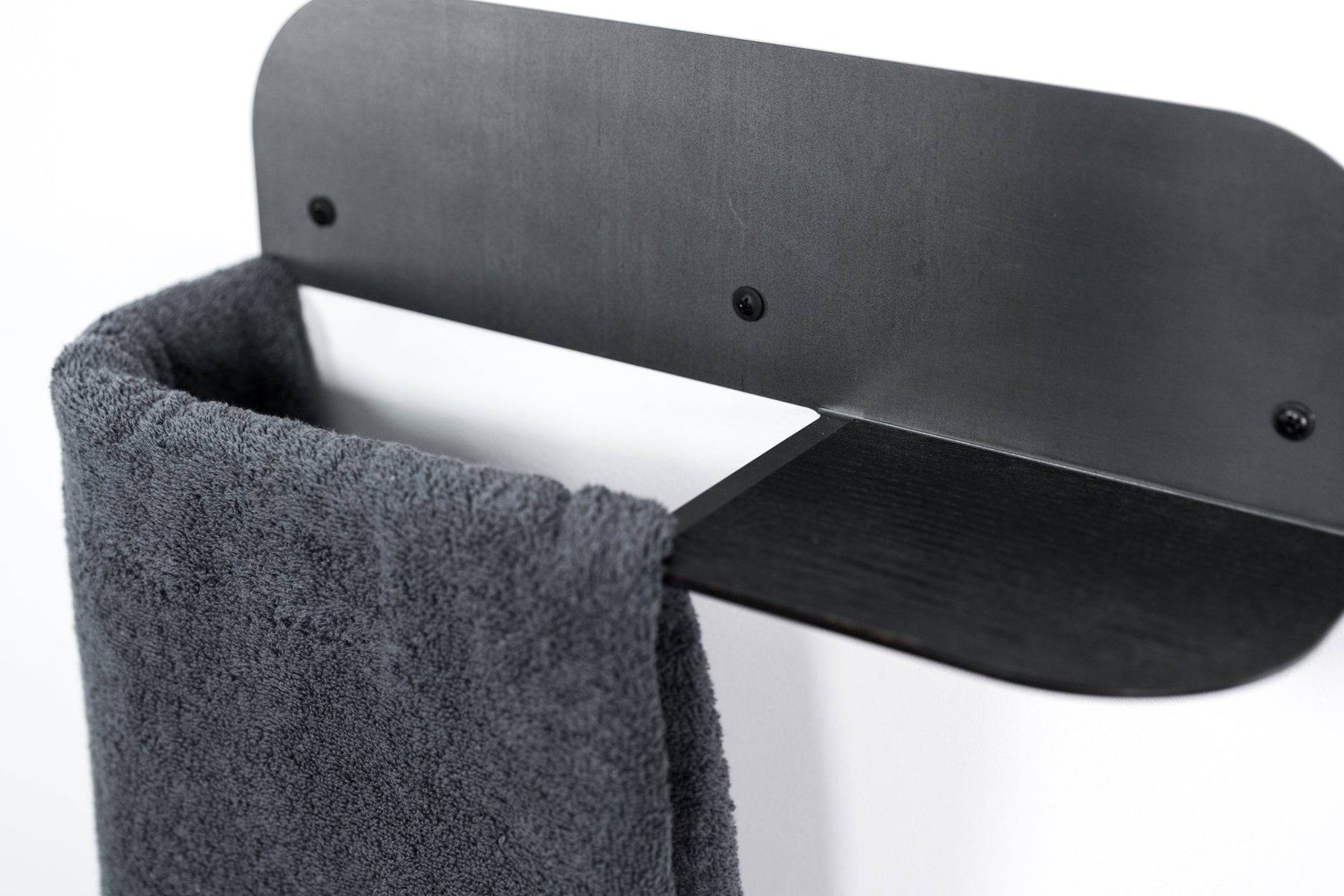 Multi-bar wall mounted towel rail for bathroom steel and wood design