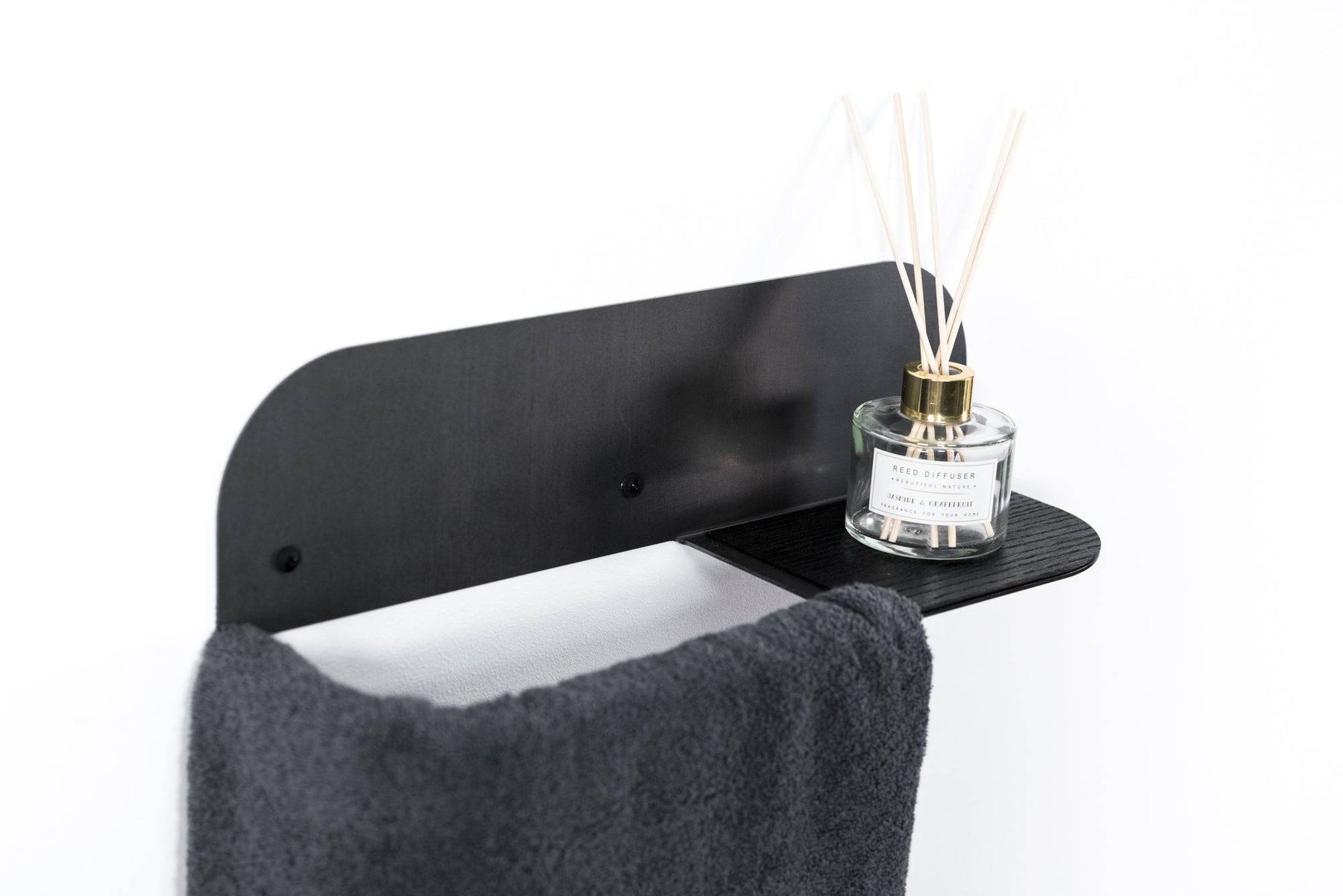 Steel and wood wall mounted towel holder multi-bar bathroom rail