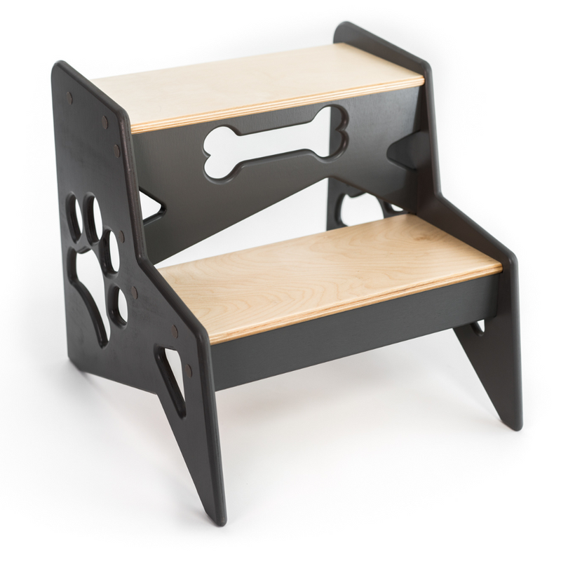 Wood step stool paws design kids bathroom kitchen plywood step stool