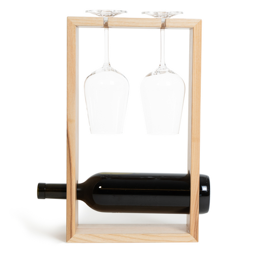 Wooden Wine and Glass Holder Box