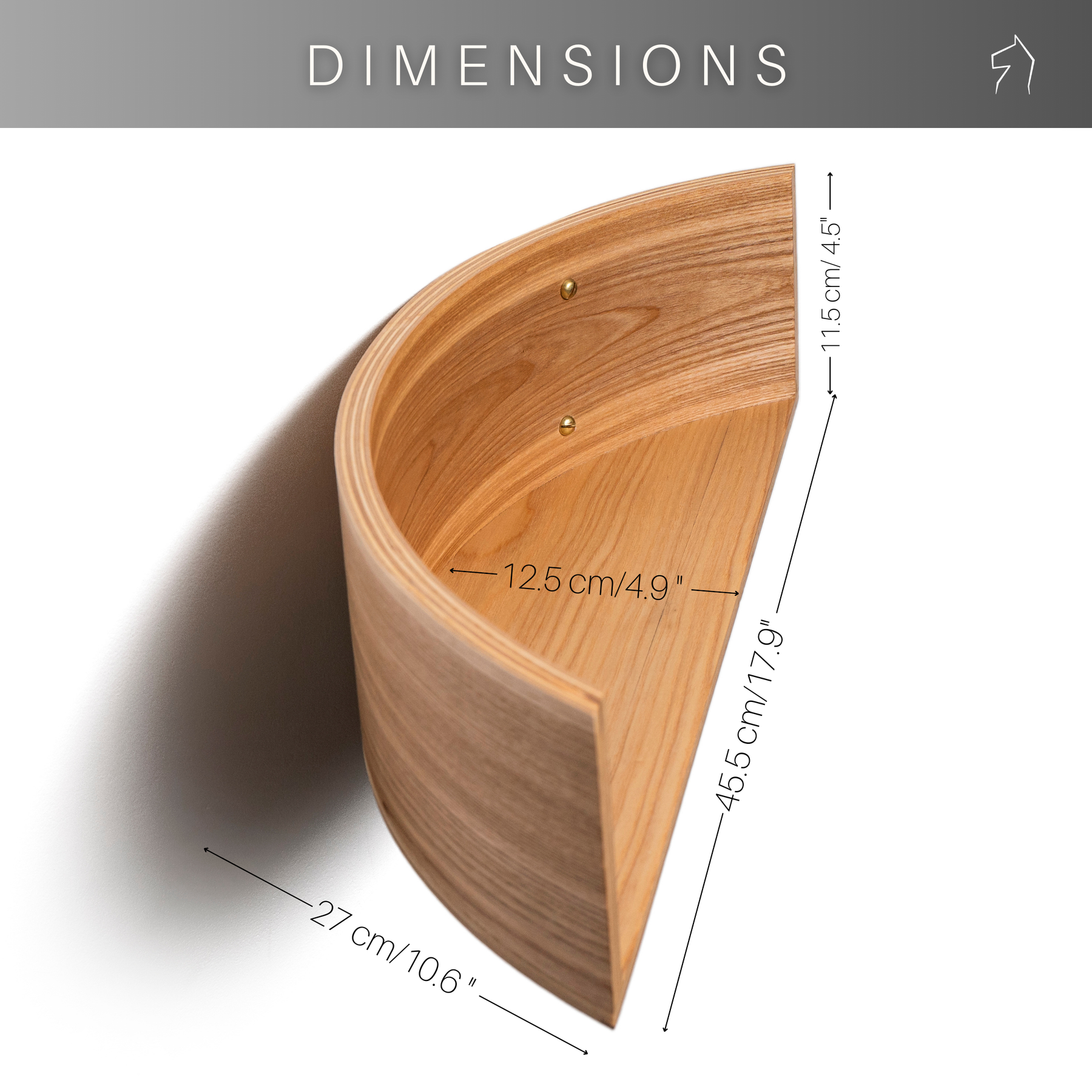 Floating wall shelf wooden half circle dimensions
