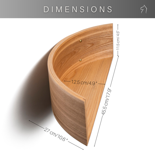 Floating wall shelf wooden half circle dimensions