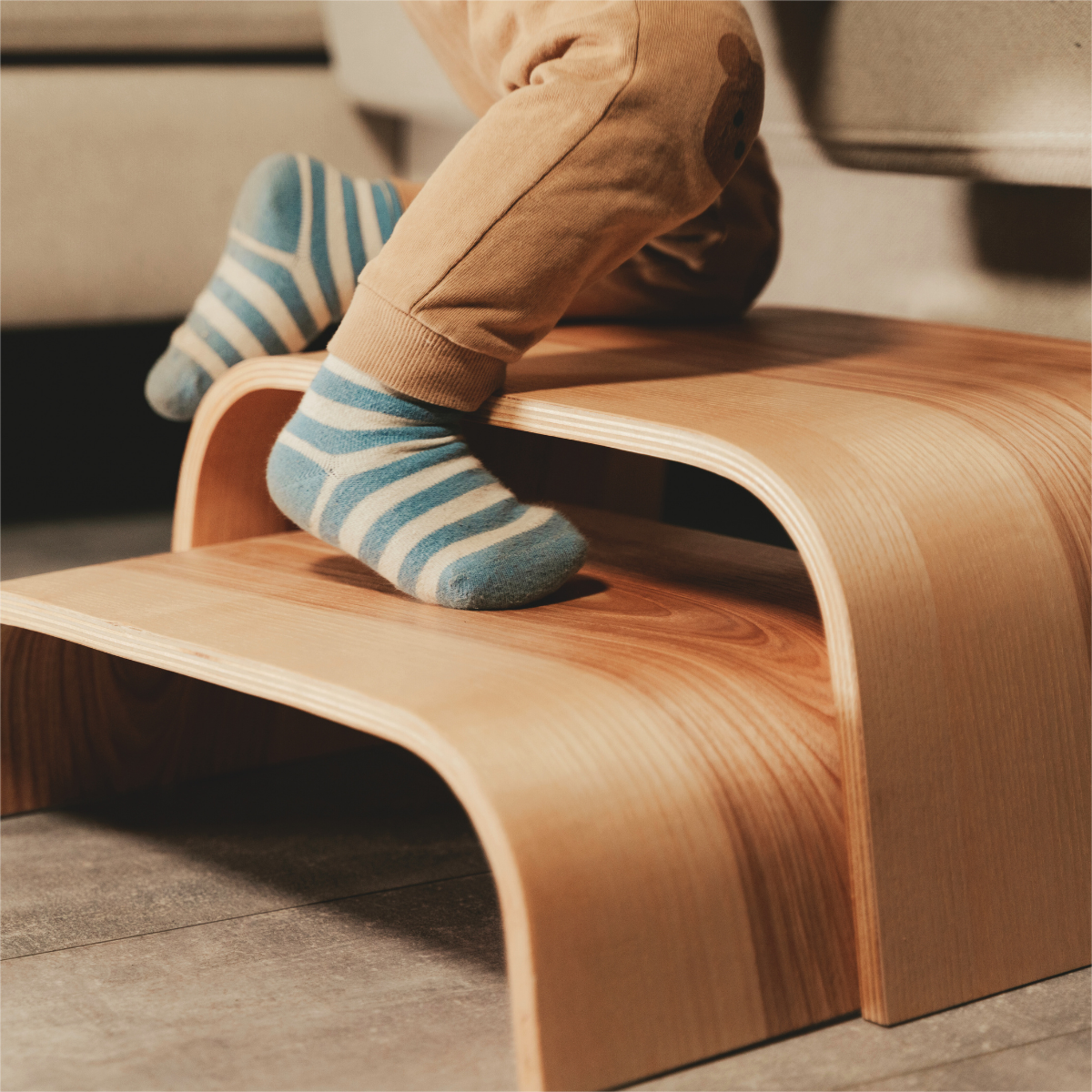 Set of two wooden toddler step stools
