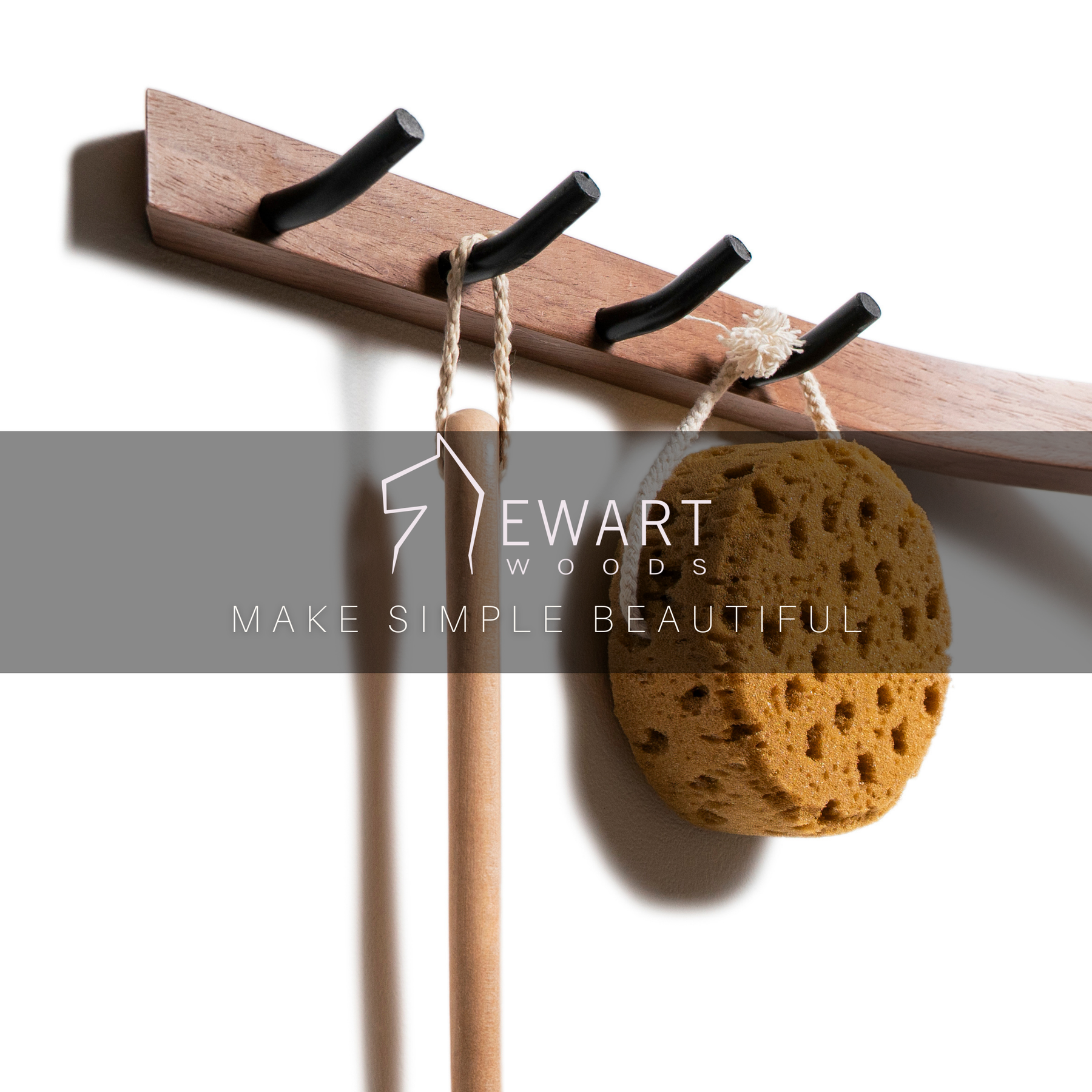 Wooden towel rack with hooks simple and beautiful design