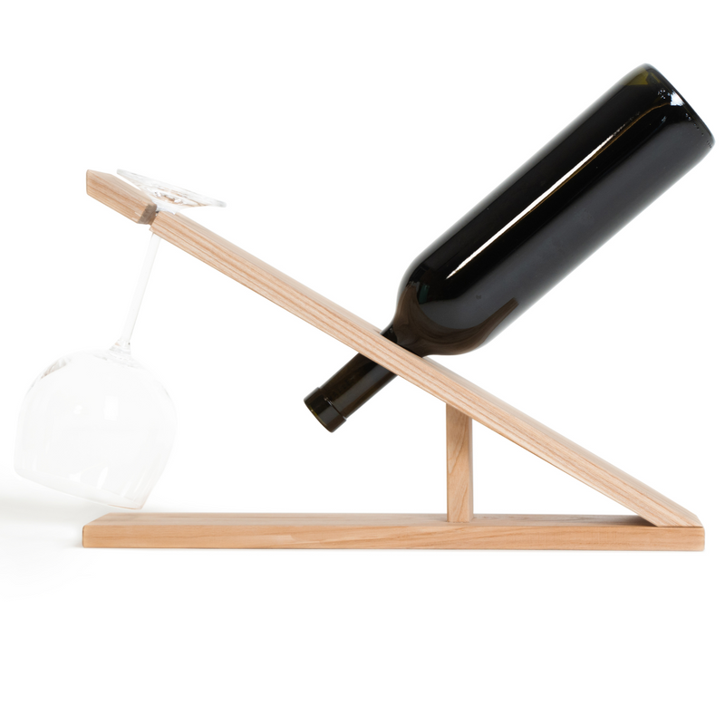 Wooden wine and glass holder V type countertop wine rack gift for wine lover