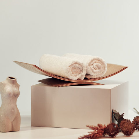 Wooden rolled towel holder bowl wall mounted birch bathroom storage