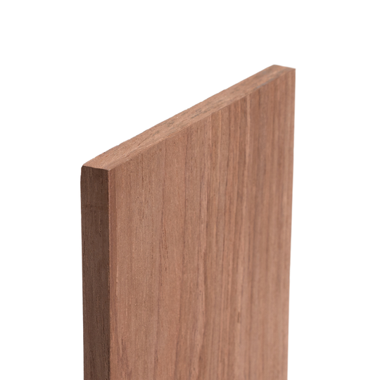 Close up of wooden standing toilet paper holder in walnut color 