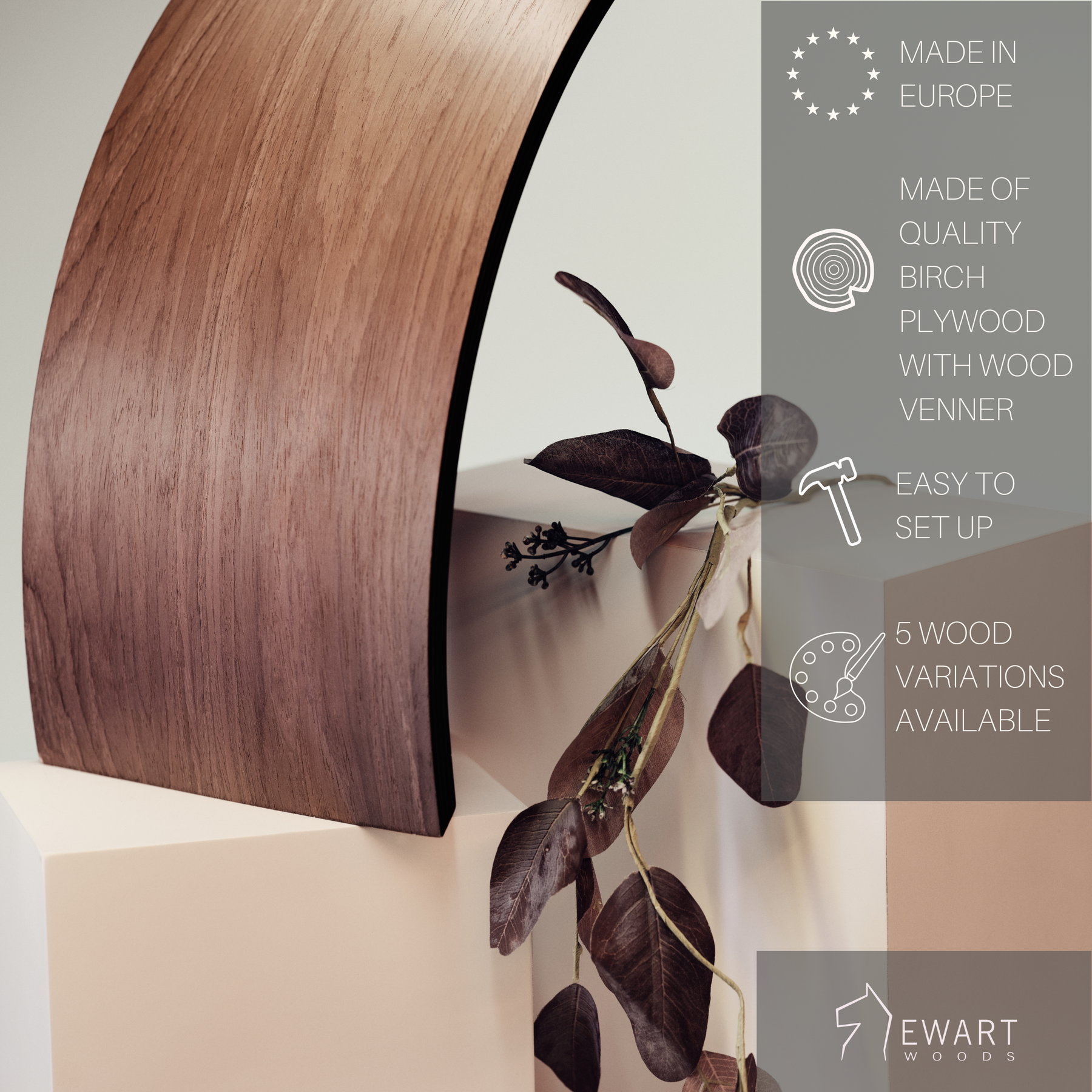 Porte-serviettes mural en bois - Lune