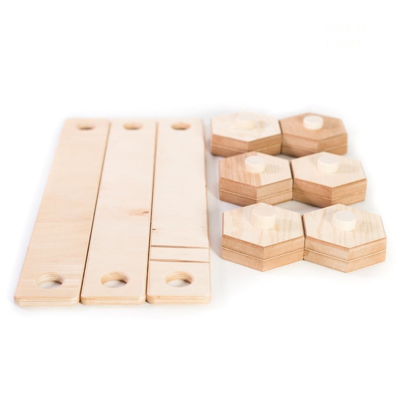 Wooden hexagon shape balance beam kids Montessori play activity set
