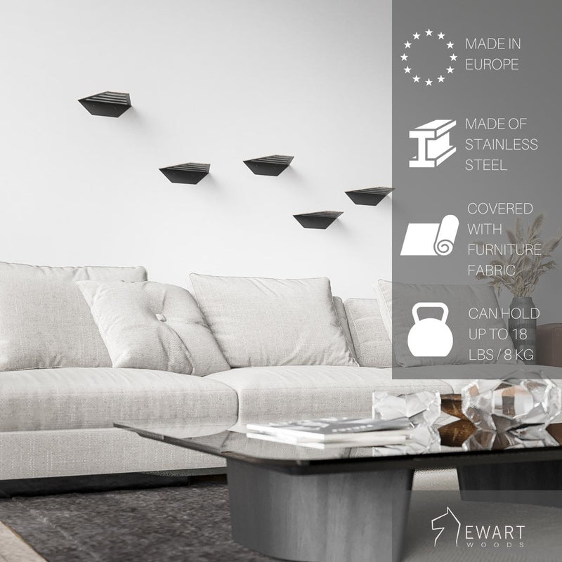 Floating metal cat shelf perch wall mounted for bedroom living room