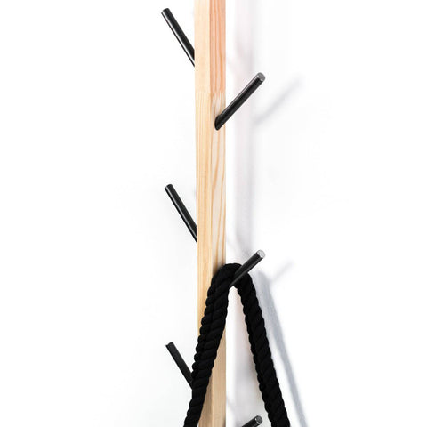 Wall hanger with metal hooks for entryway coat rack wood and metal combination