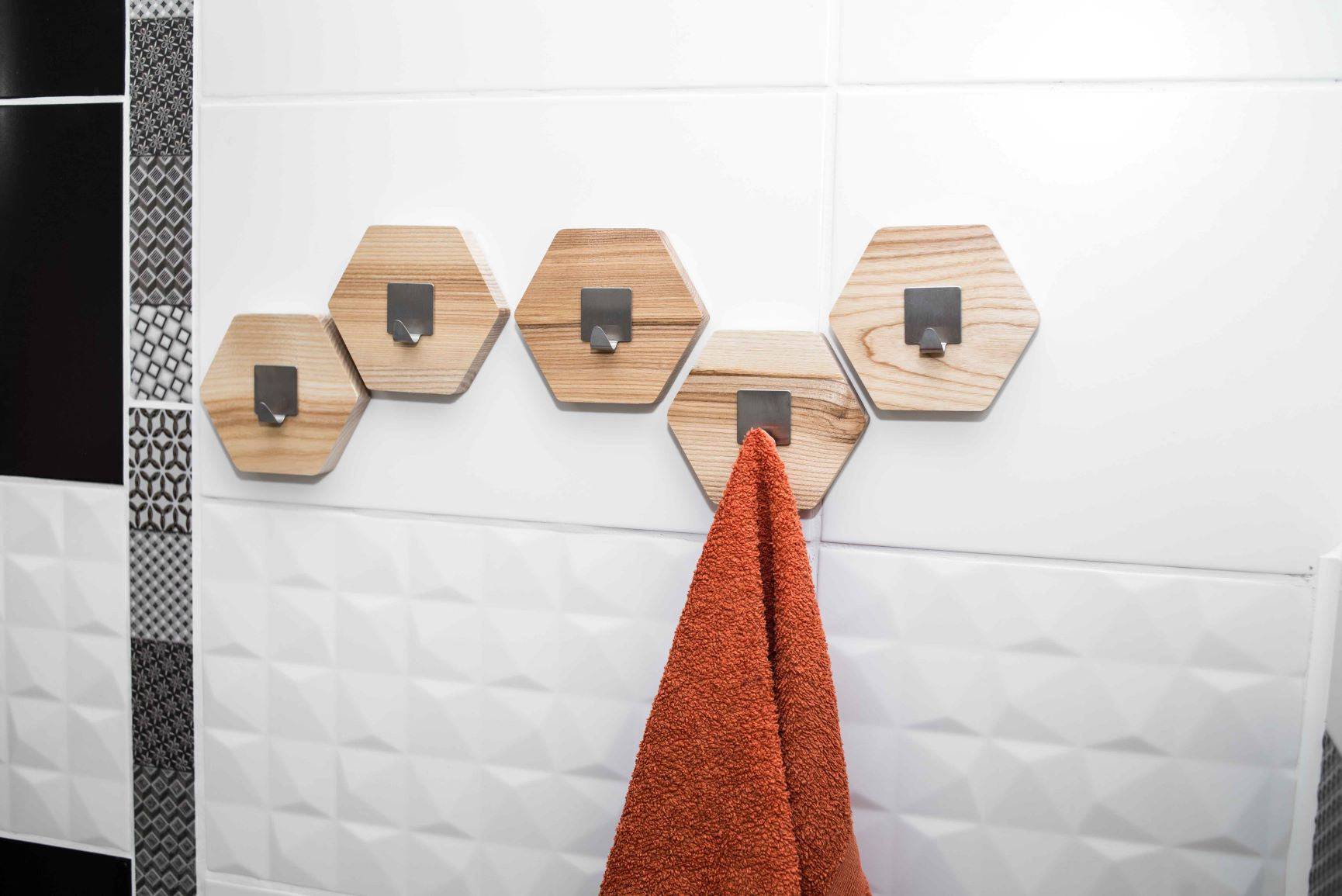 Wood wall hook bathroom towel rack - EWART WOODS