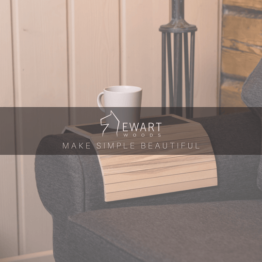 Vintage wooden sofa arm tray table - EWART WOODS